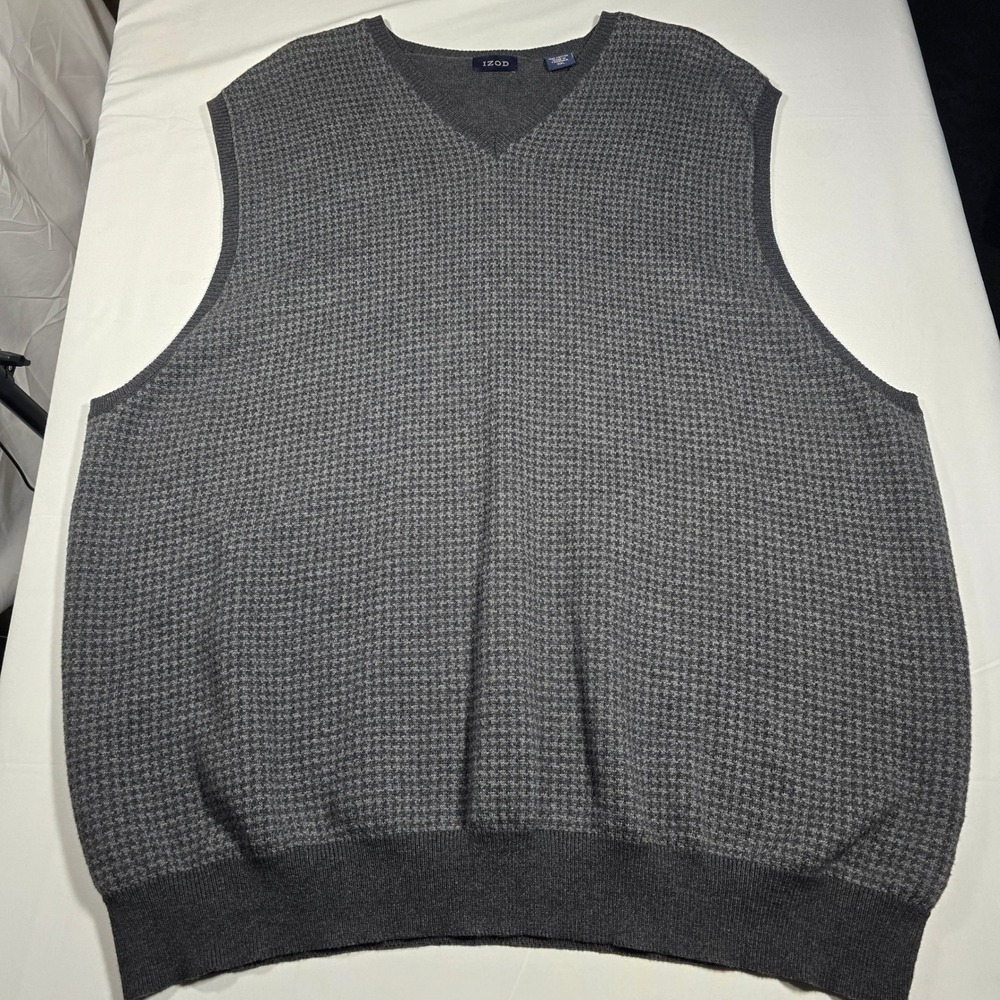 IZOD Cotton Sweater Vest XXL Houndstooth Old‎ Money Golf Men's
